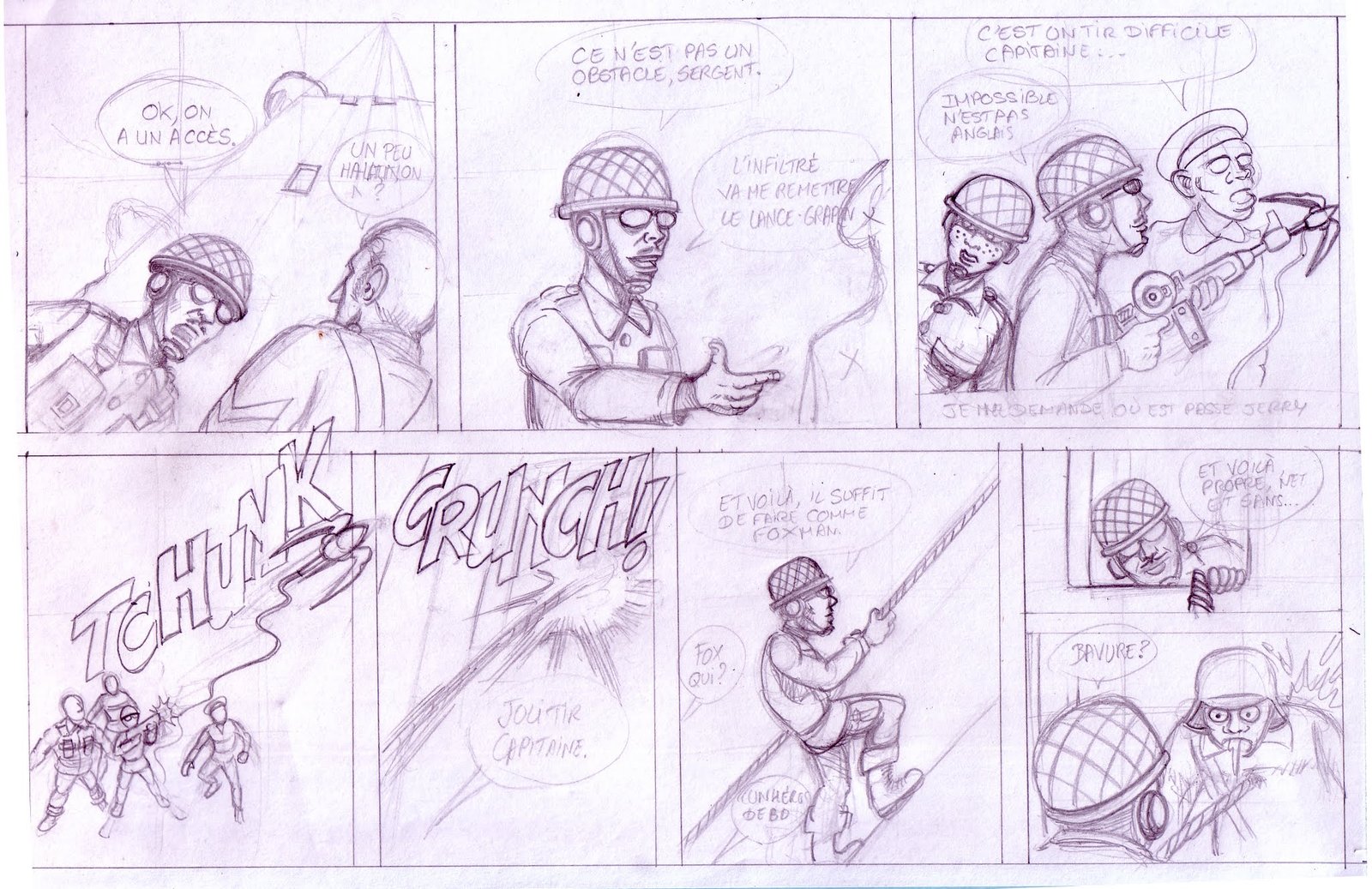 Commando Blitz : planche crayonnée annulée