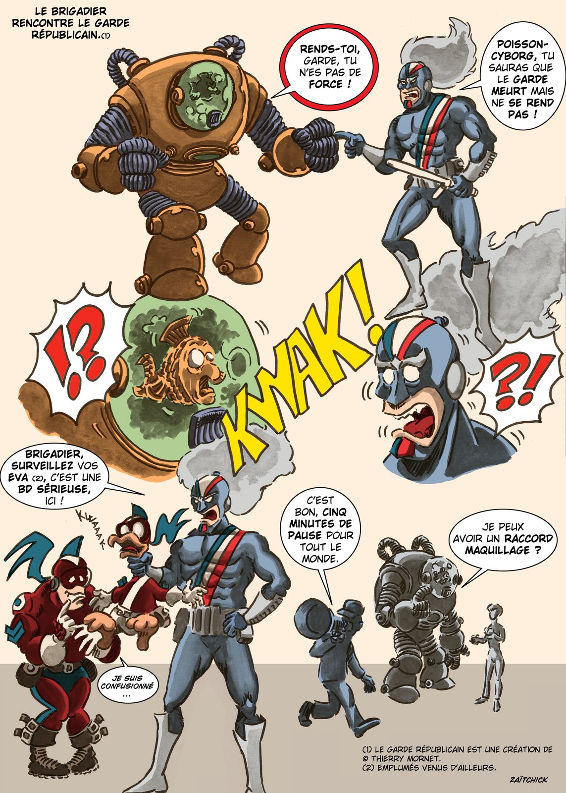 Le Brigadier rencontre le garde républicain.