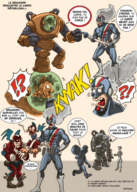 Le Brigadier rencontre le garde républicain.