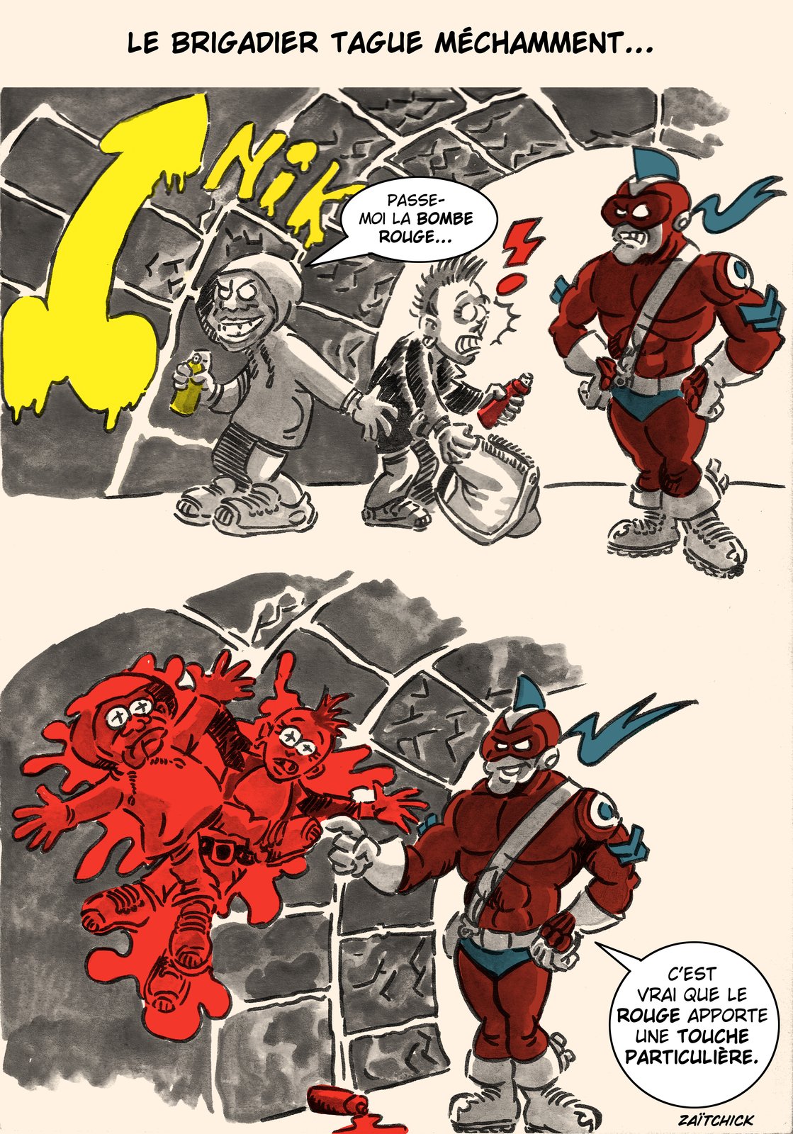 Le Brigadier (re-)fait le mur.