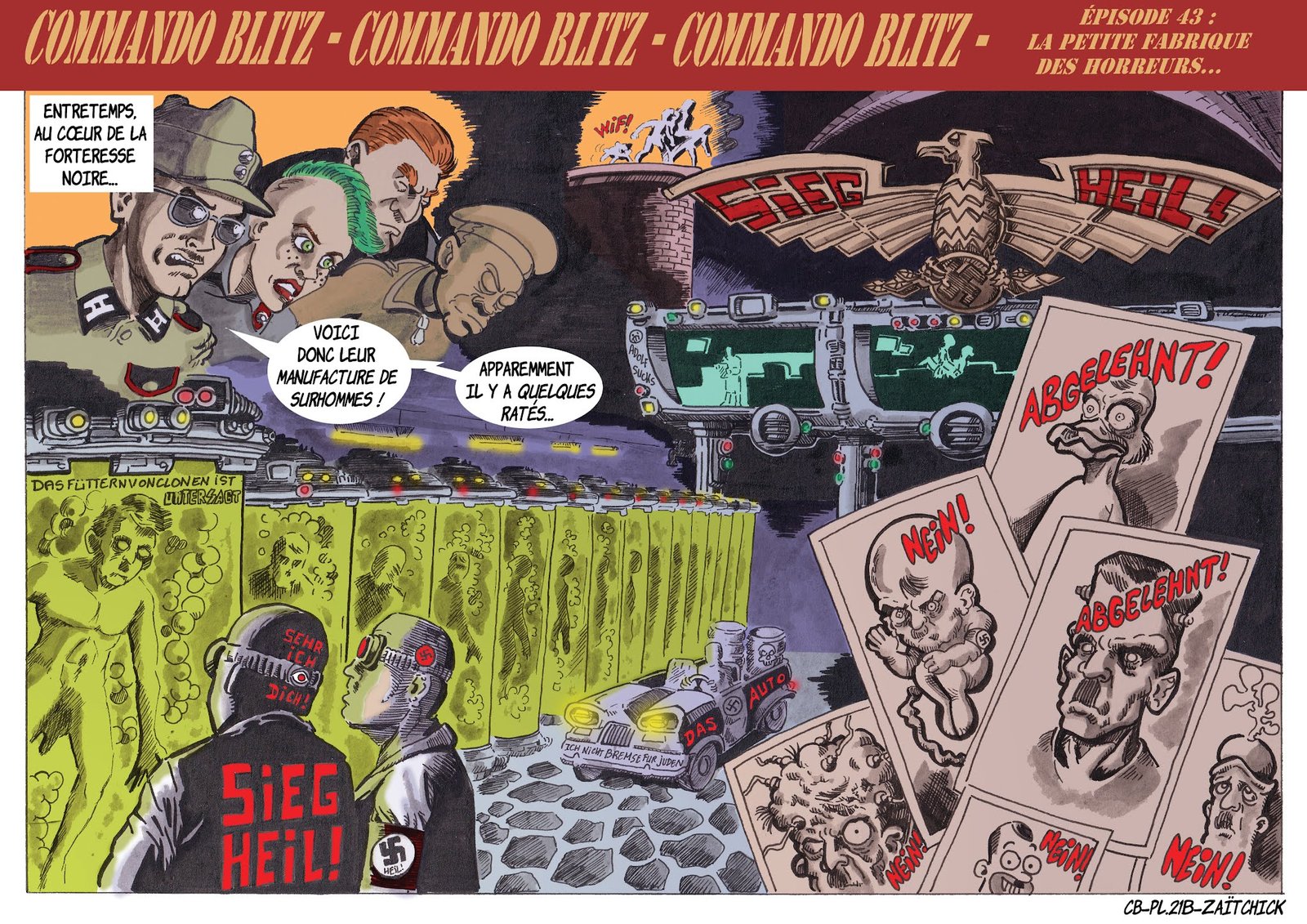 Commando Blitz, planche 21B : la petite fabrique des horreurs.